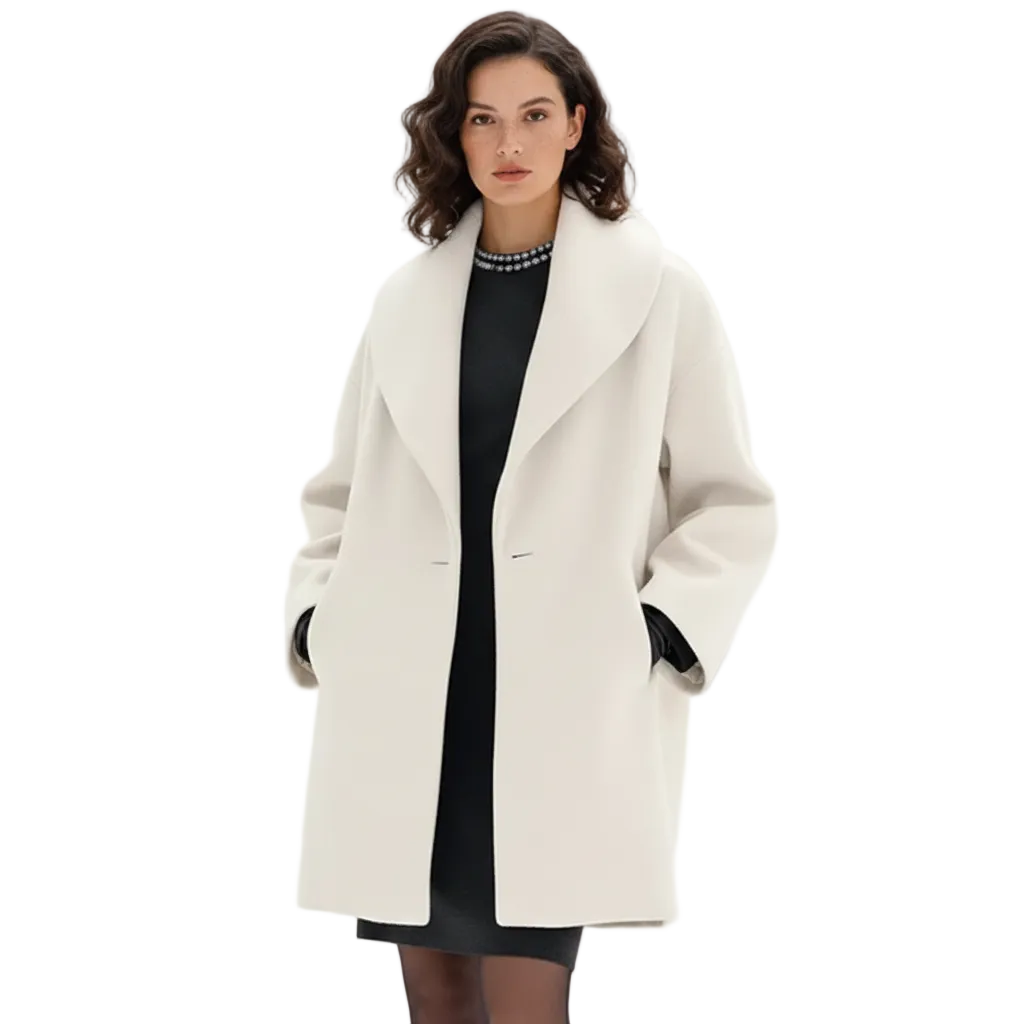 Vicky Oversized Coat for Women – Long Elegant Jacket with Wide Lapels & Flowing Cut