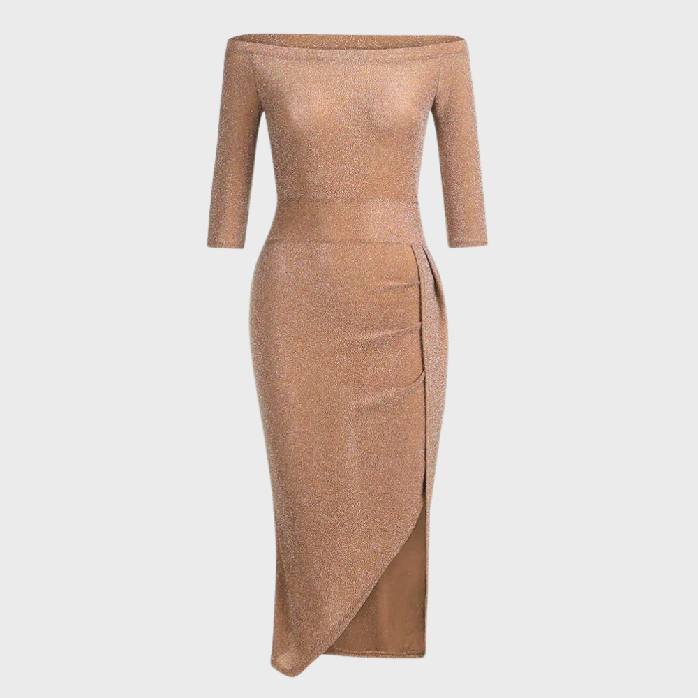 Vilja Sequin Dress for Women – Long Dress with Short Sleeves and Shiny Details for Festive Occasions