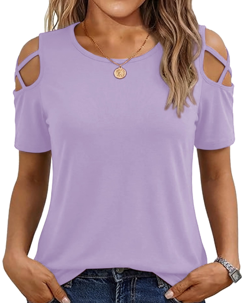 Vina Top Femme – Off-Shoulder T-Shirt, Flowing High-Low Cut & Trendy Summer Style