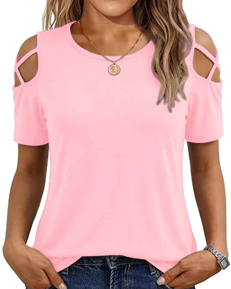 Vina Top Femme – Off-Shoulder T-Shirt, Flowing High-Low Cut & Trendy Summer Style