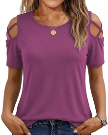 Vina Top Femme – Off-Shoulder T-Shirt, Flowing High-Low Cut & Trendy Summer Style