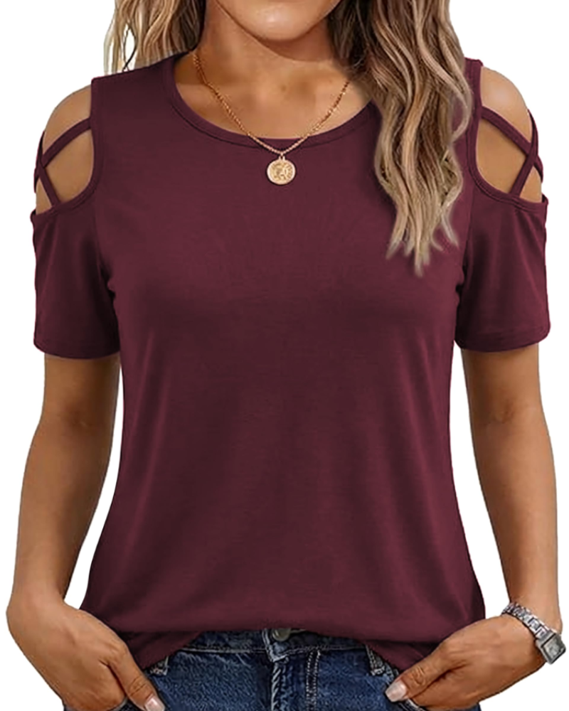 Vina Top Femme – Off-Shoulder T-Shirt, Flowing High-Low Cut & Trendy Summer Style