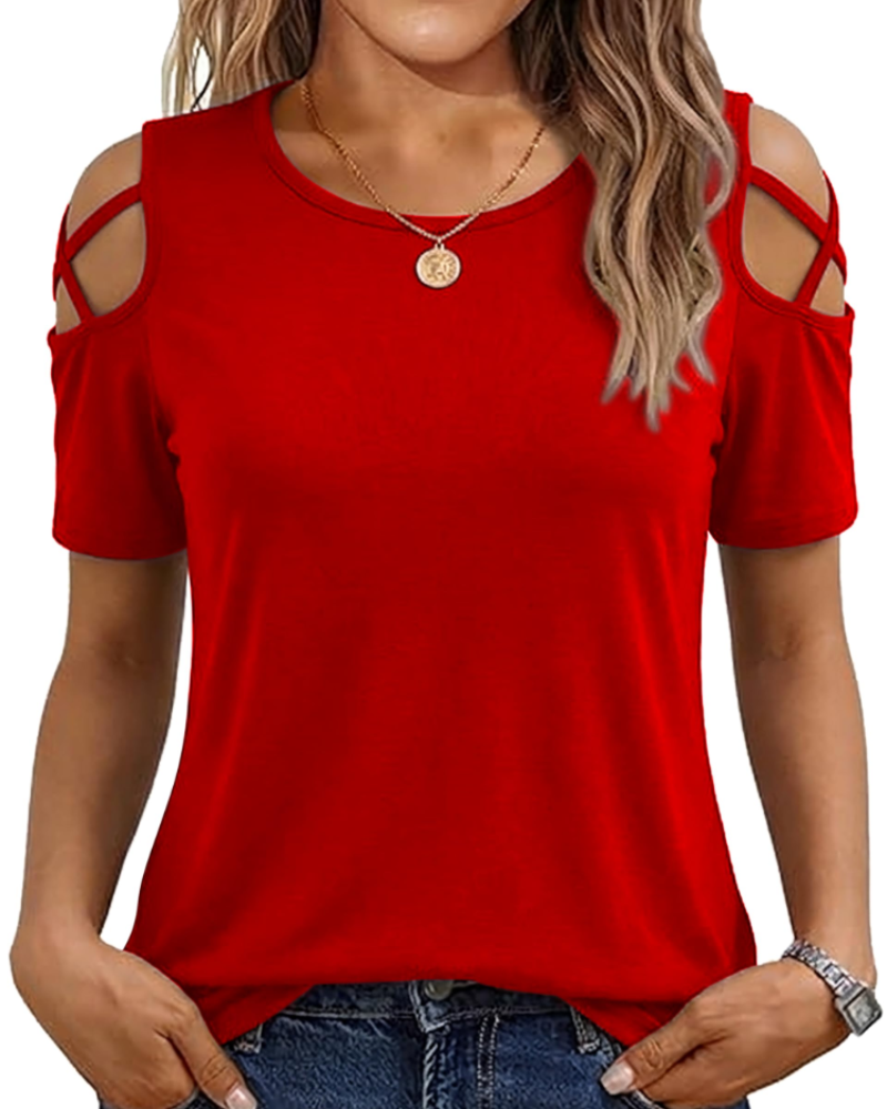 Vina Top Femme – Off-Shoulder T-Shirt, Flowing High-Low Cut & Trendy Summer Style
