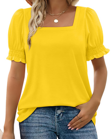 Vira Top Women – Square Neck T-shirt with Ruffle Sleeves, Elegant Summer Fit