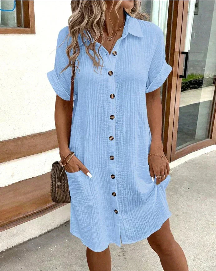Albertine Dress Shirt Woman – Casual Cut Buttoned in Lightweight and Breathable Cotton