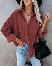 Ainsley Chemise Femme – Casual Vintage Shirt in Soft Corduroy with Chest Pocket