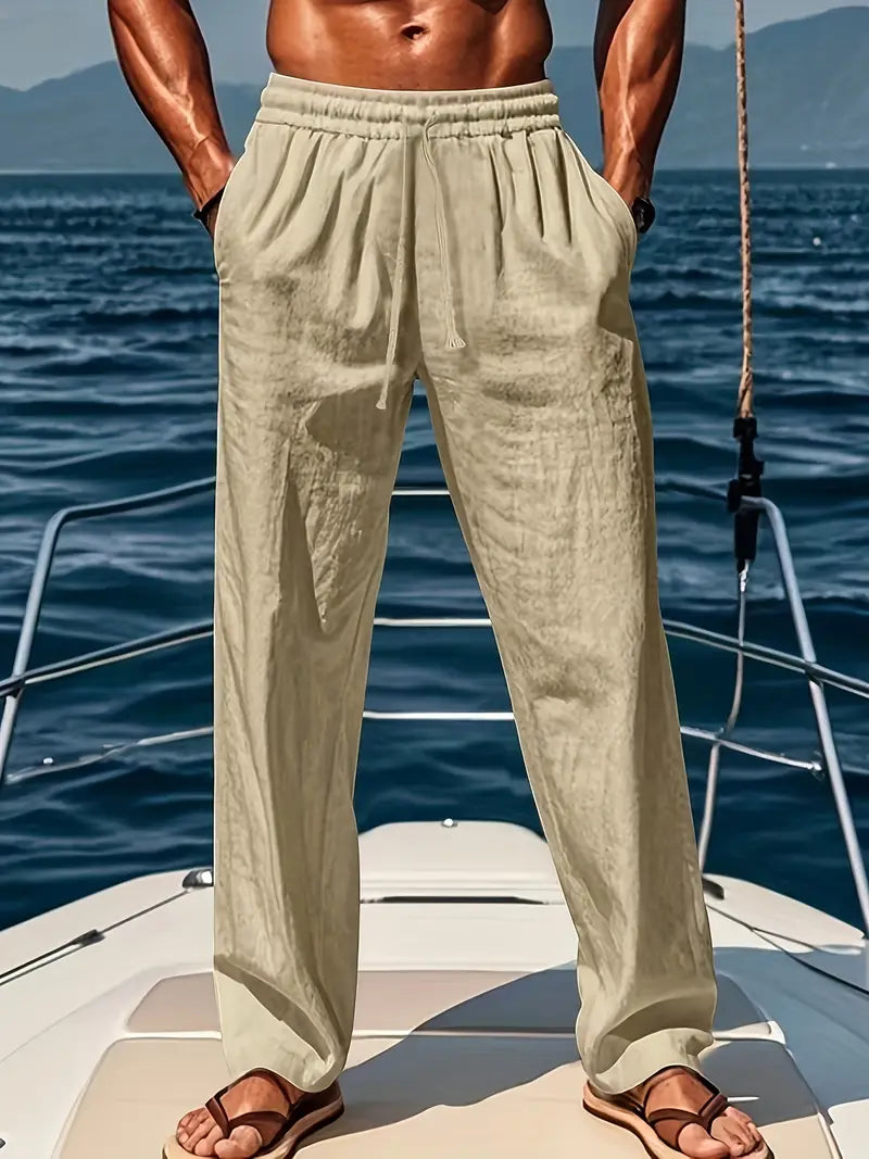 Ethan Men's Pants – Wide Linen Breathable Pants with Loose Fit & Elegant Summer Style