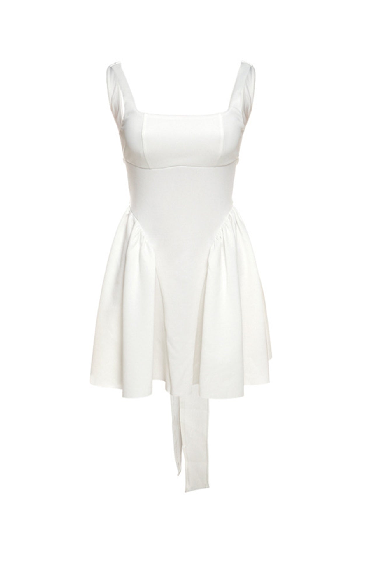 Mini Dress Woman Trixie – Sleeveless Backless Dress with Square Neckline & Back Bow
