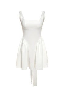 Mini Dress Woman Trixie – Sleeveless Backless Dress with Square Neckline & Back Bow