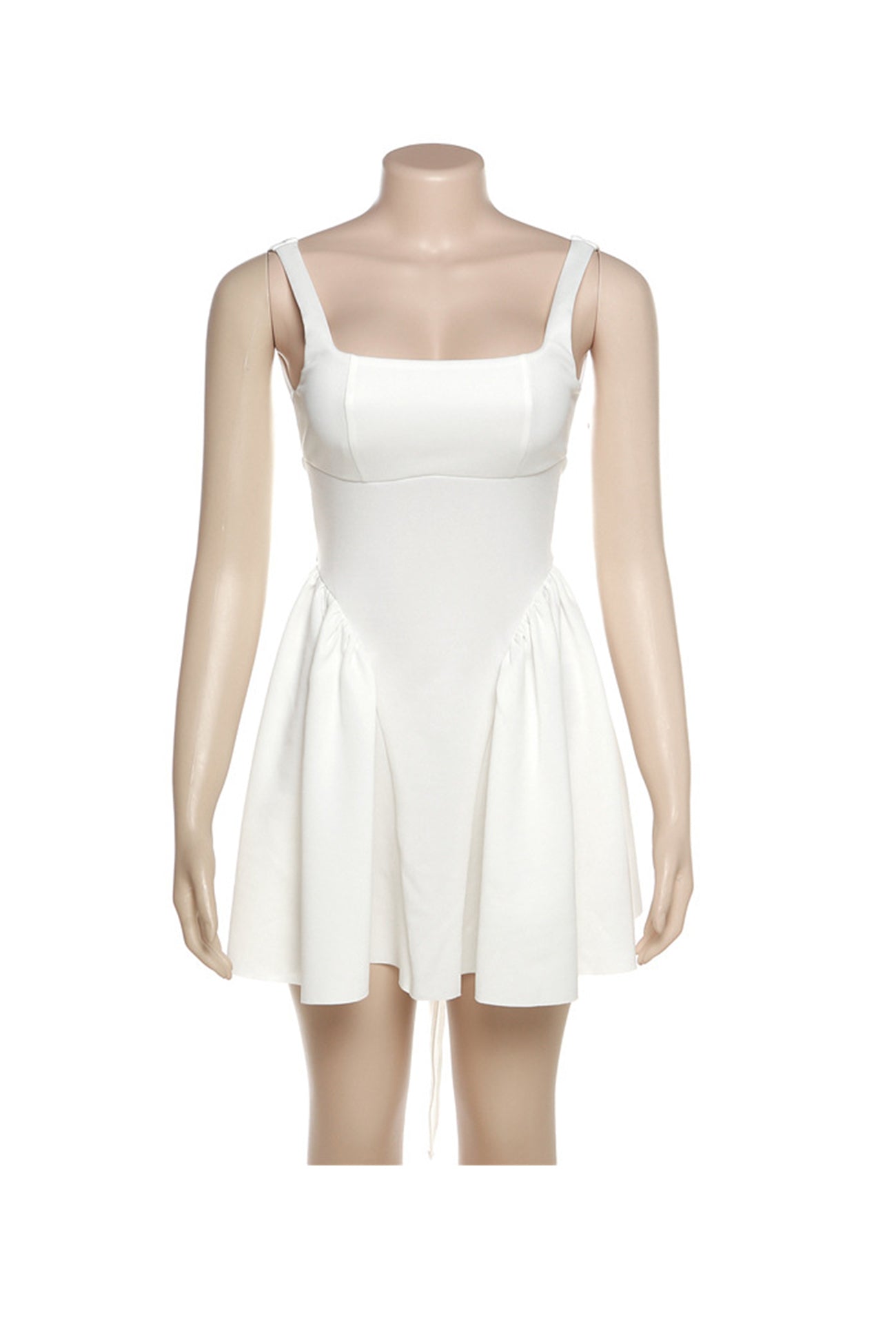 Mini Dress Woman Trixie – Sleeveless Backless Dress with Square Neckline & Back Bow