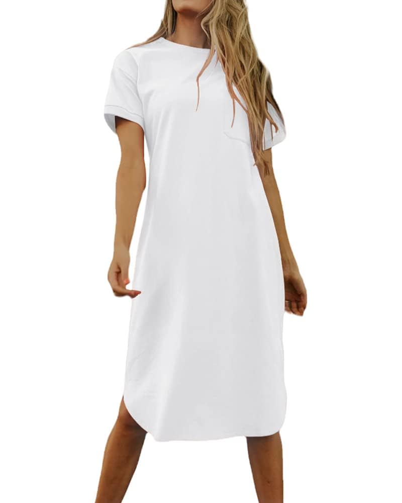Thalassa Women's Robe T-Shirt – Cotton Crew Neck, Short Sleeves & Pockets, Relaxed Fit