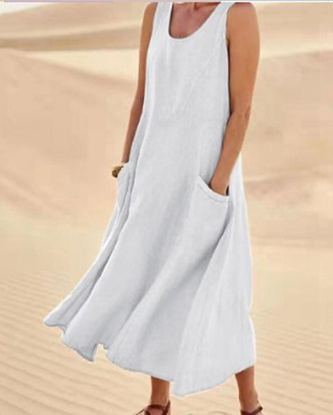 Elise Cotton Dress Woman – Soft, Breathable & Practical Pockets for Daily Comfort