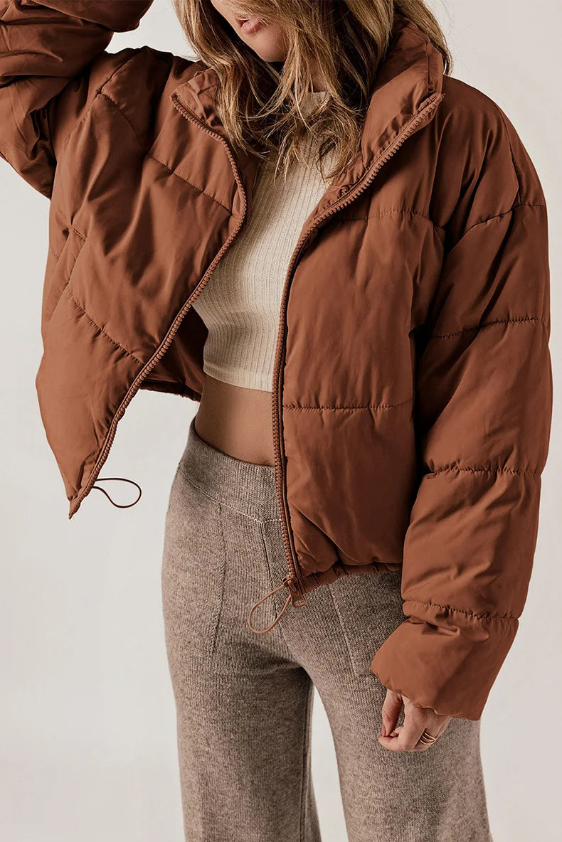 Mallory Short Puffer Jacket for Women – Oversized Winter Coat with Warm High Collar