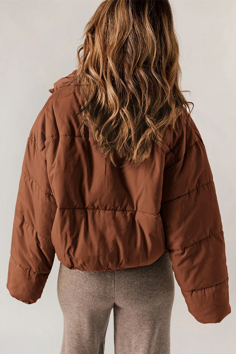 Mallory Short Puffer Jacket for Women – Oversized Winter Coat with Warm High Collar