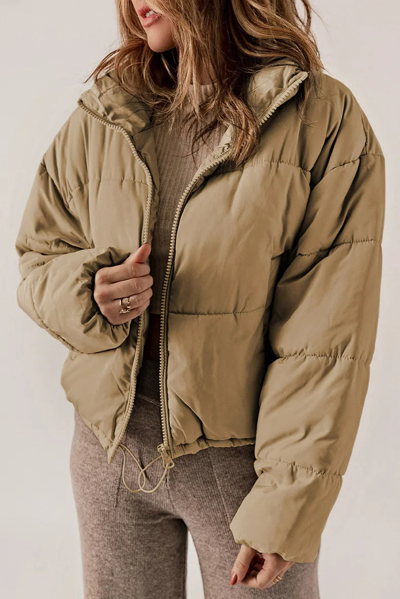 Mallory Short Puffer Jacket for Women – Oversized Winter Coat with Warm High Collar