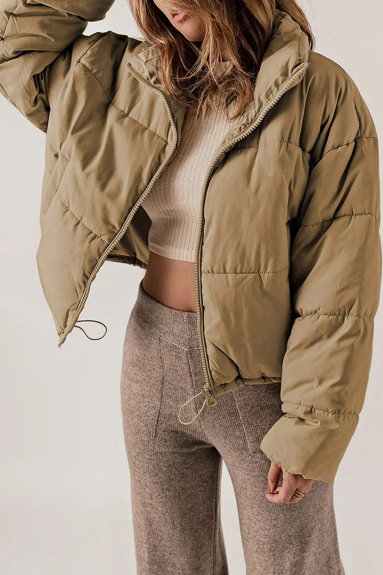 Mallory Short Puffer Jacket for Women – Oversized Winter Coat with Warm High Collar