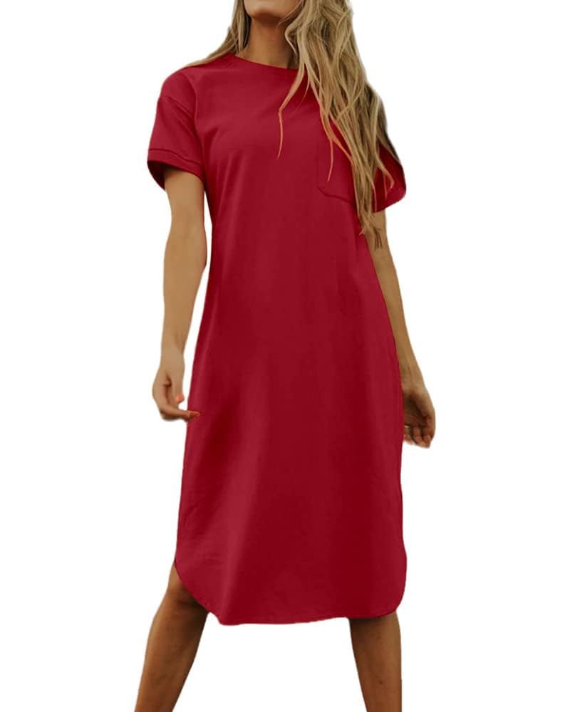 Thalassa Women's Robe T-Shirt – Cotton Crew Neck, Short Sleeves & Pockets, Relaxed Fit