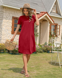 Thalassa Women's Robe T-Shirt – Cotton Crew Neck, Short Sleeves & Pockets, Relaxed Fit