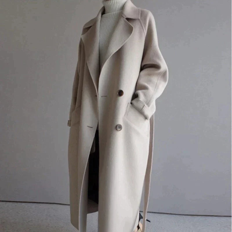 Isabelle Women's Long Wool Coat – Elegant & Comfortable Timeless Winter Coat
