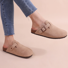 Leana Sabots Femme – Slip-on Suede with Adjustable Buckle & Anatomical Comfort Sole