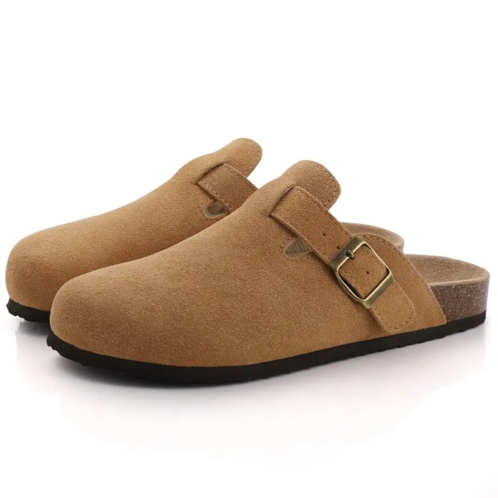 Leana Sabots Femme – Slip-on Suede with Adjustable Buckle & Anatomical Comfort Sole