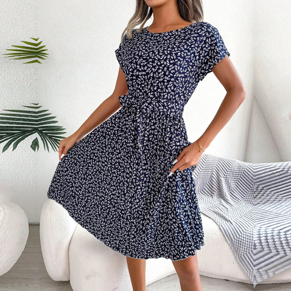 Julia Robe Summer Woman – Light Floral Dress with Loose Fit & Scoop Neckline