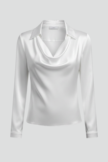 Ruby Stewart | Satin Draped Collar Blouse For Women
