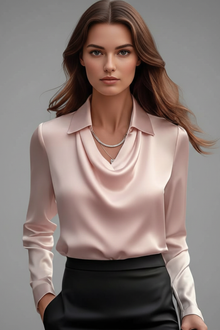 Ruby Stewart | Satin Draped Collar Blouse For Women