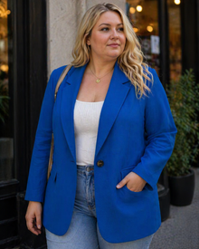 Clayde Curvy Plus Size Women's Blazer – Elegant Cashmere Blazer Flattering Cut Chic Timeless