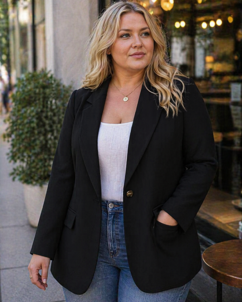 Clayde Curvy Plus Size Women's Blazer – Elegant Cashmere Blazer Flattering Cut Chic Timeless