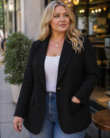 Clayde Curvy Plus Size Women's Blazer – Elegant Cashmere Blazer Flattering Cut Chic Timeless