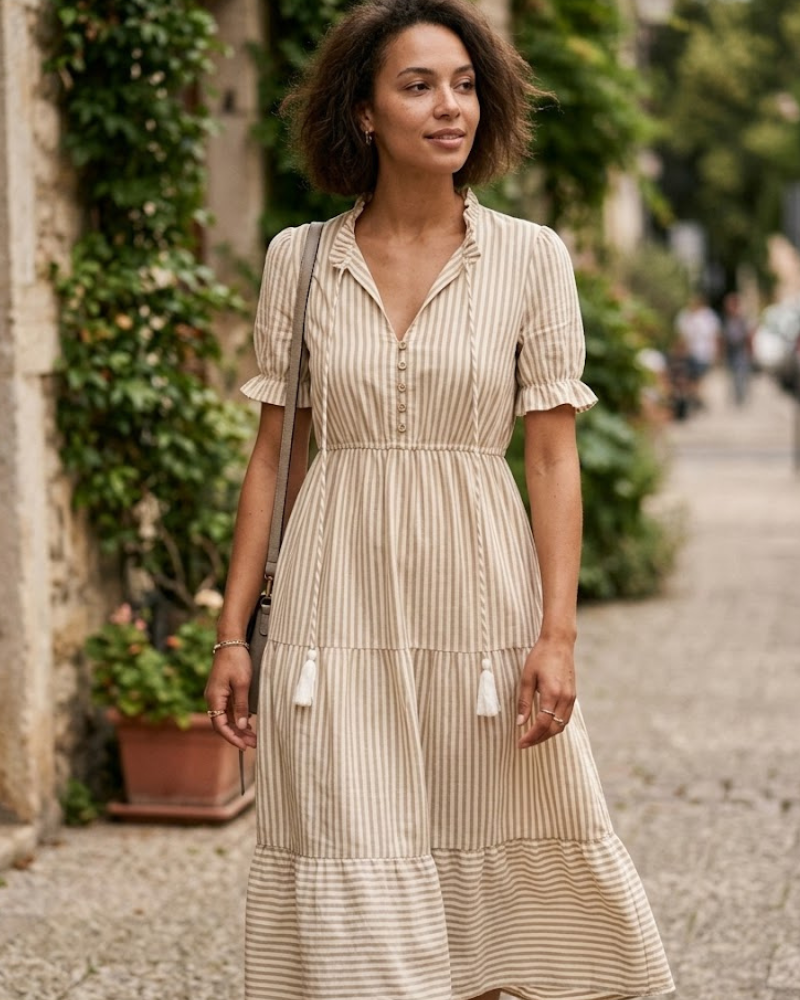 Morisette Women's Babydoll Dress – V-Neck Dress with Ruffles, Flowing Fit & Feminine Style