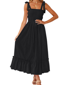 Willow Robe Maxi Women’s Summer – Thin Straps, Square Neck & Ruffles