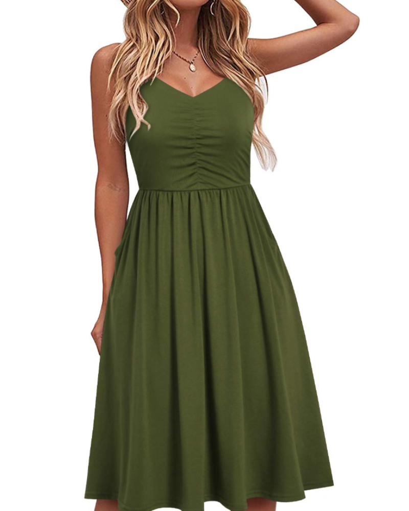 Reese Women's Summer Robe – Adjustable Straps, Ruched Waist & Pockets