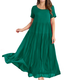 Rina Maxi Dress for Women – Bohemian Floral Cotton Dress with Round Neck & Pockets Summer