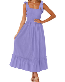 Willow Robe Maxi Women’s Summer – Thin Straps, Square Neck & Ruffles