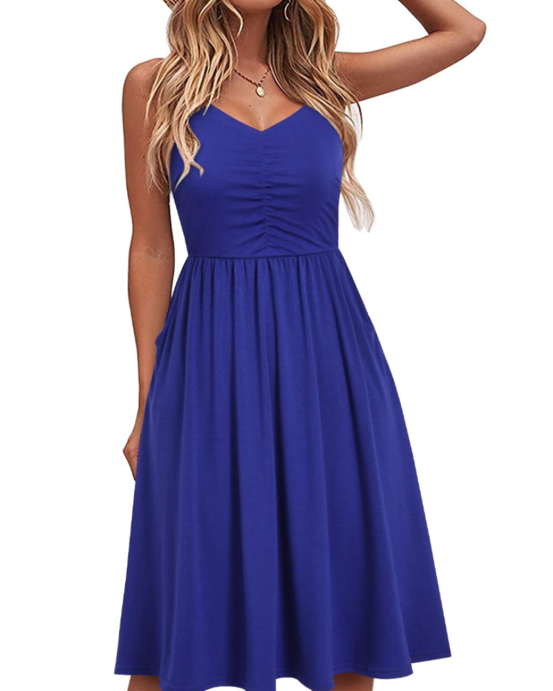 Reese Women's Summer Robe – Adjustable Straps, Ruched Waist & Pockets