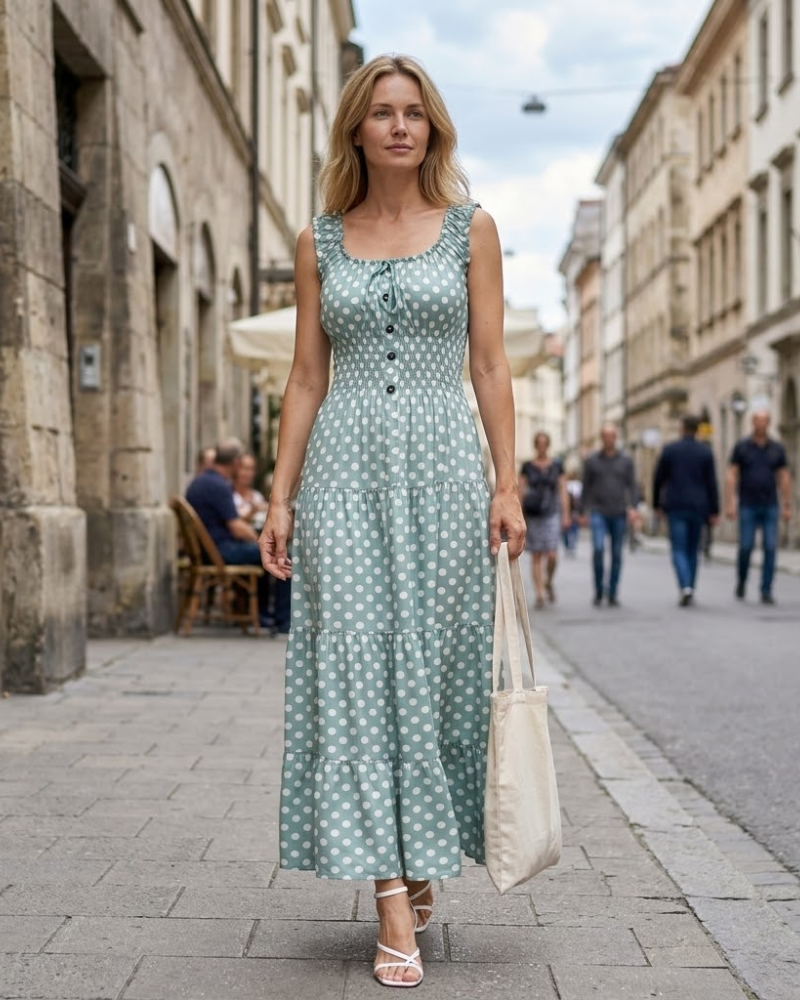 Lina Bohemian Maxi Dress for Women – Elegant Summer Long Flowing Dress with Floral Print