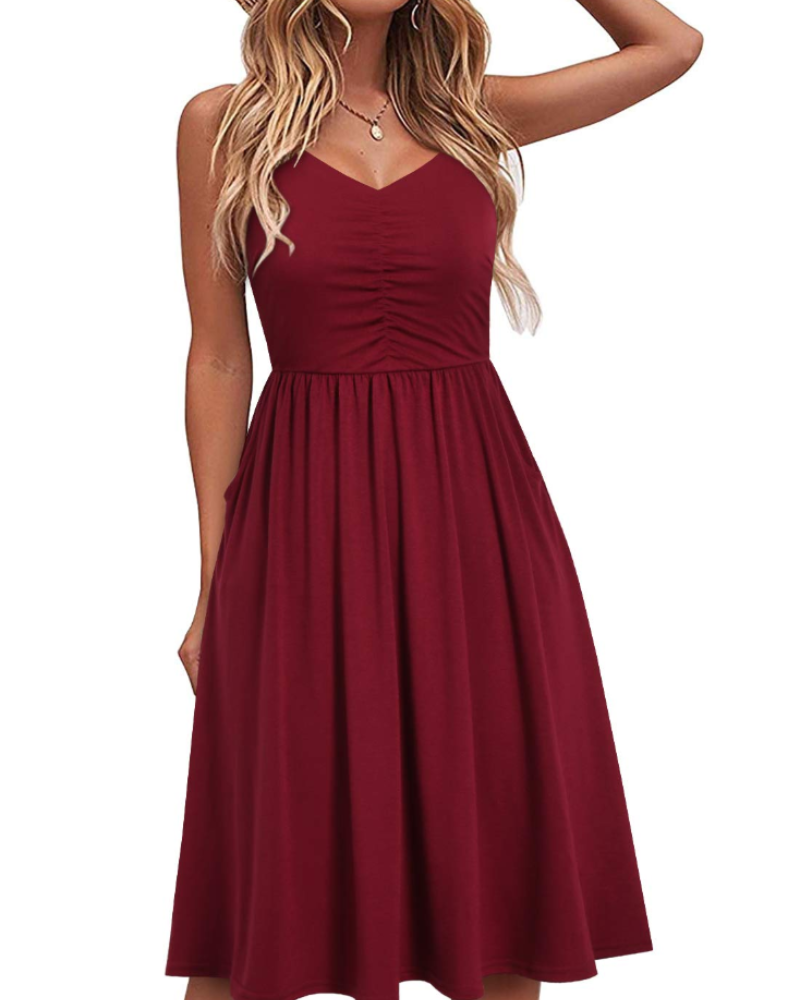 Reese Women's Summer Robe – Adjustable Straps, Ruched Waist & Pockets