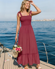 Willow Robe Maxi Women’s Summer – Thin Straps, Square Neck & Ruffles