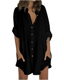 Vanessa Women's Summer Tunic – Oversized Linen Cotton Shirt with 3/4 Sleeves