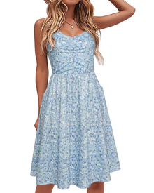 Reese Women's Summer Robe – Adjustable Straps, Ruched Waist & Pockets