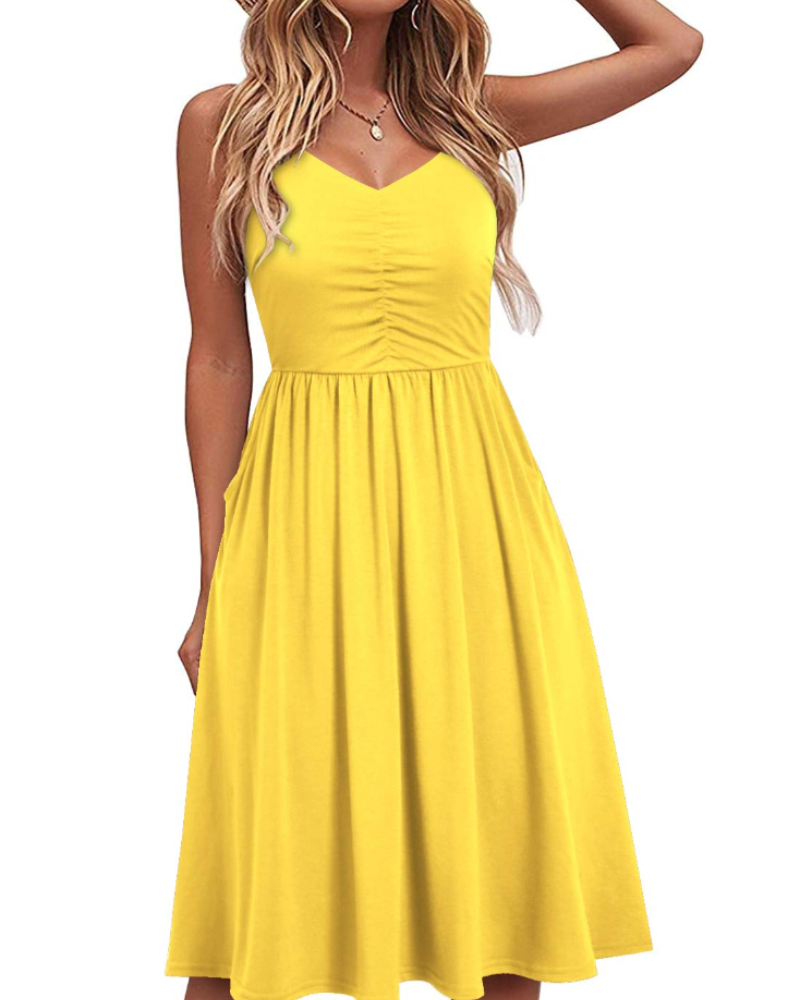 Reese Women's Summer Robe – Adjustable Straps, Ruched Waist & Pockets