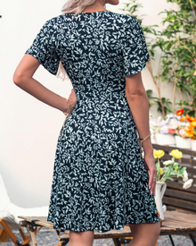 Faith Midi Summer Dress for Women – Wrap V-Neck with Ruffled Sleeves