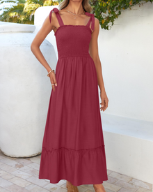 Willow Robe Maxi Women’s Summer – Thin Straps, Square Neck & Ruffles