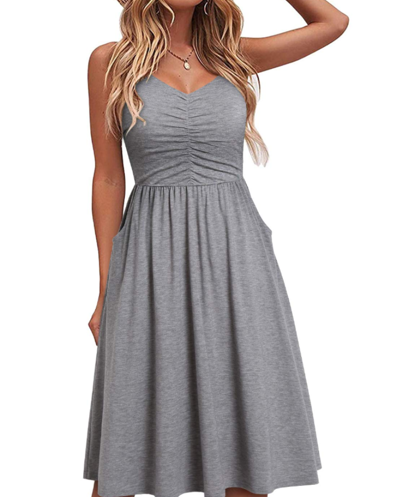 Reese Women's Summer Robe – Adjustable Straps, Ruched Waist & Pockets