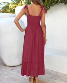 Willow Robe Maxi Women’s Summer – Thin Straps, Square Neck & Ruffles