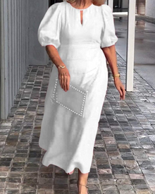 Rosenda Midi Dress for Women – Elegant Flowing Dress with Mid-Length Sleeves & Chic Style