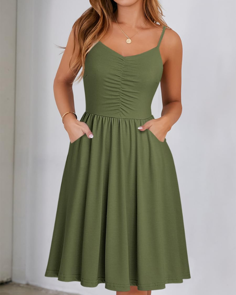 Reese Women's Summer Robe – Adjustable Straps, Ruched Waist & Pockets