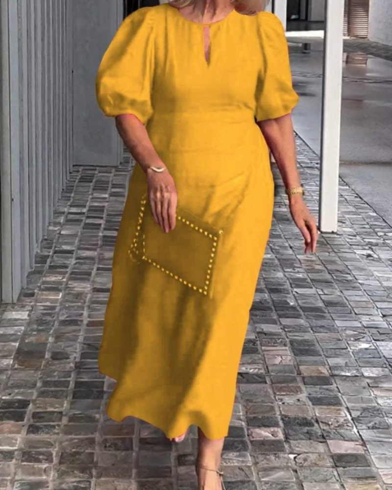 Rosenda Midi Dress for Women – Elegant Flowing Dress with Mid-Length Sleeves & Chic Style